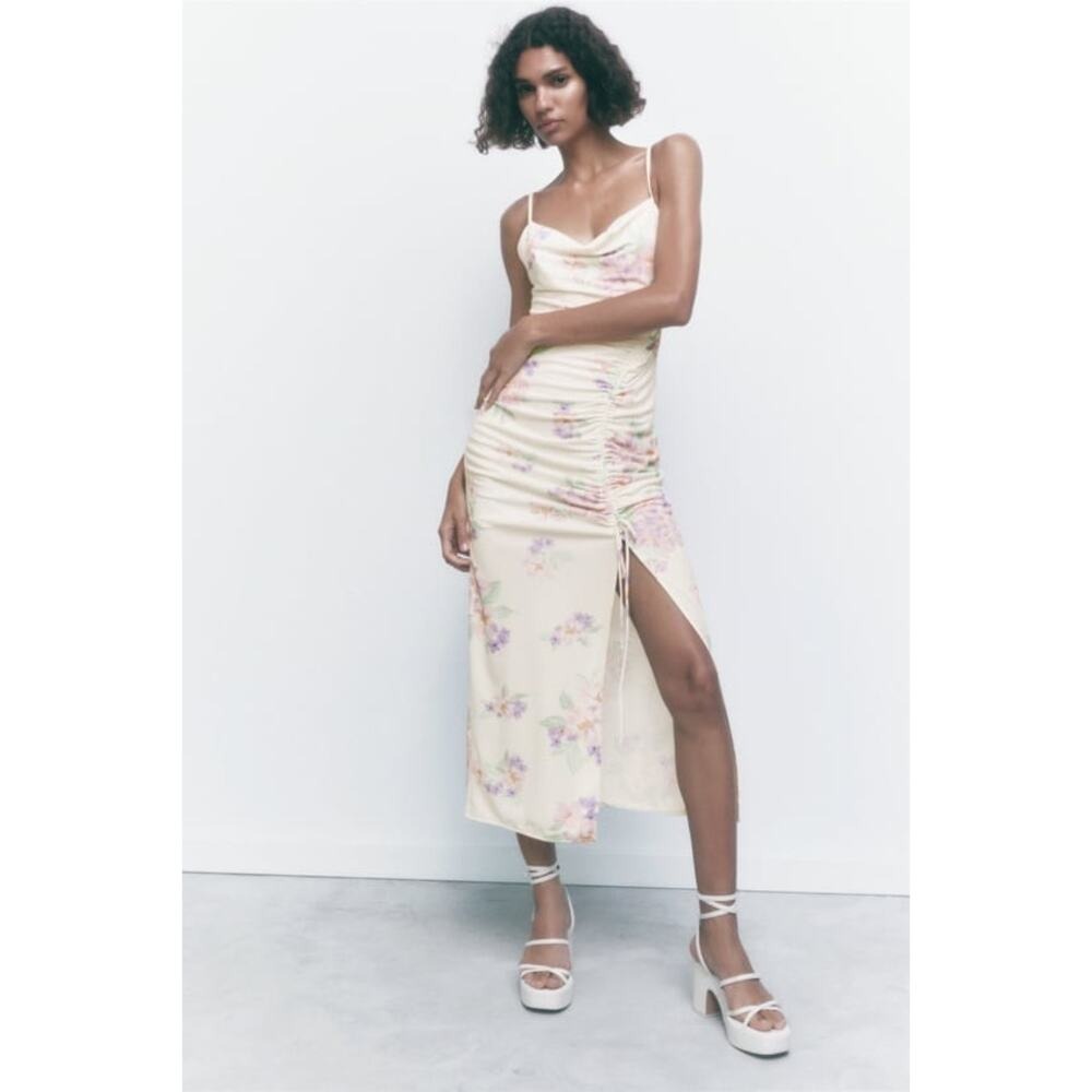 Zara Floral Ruched Dress